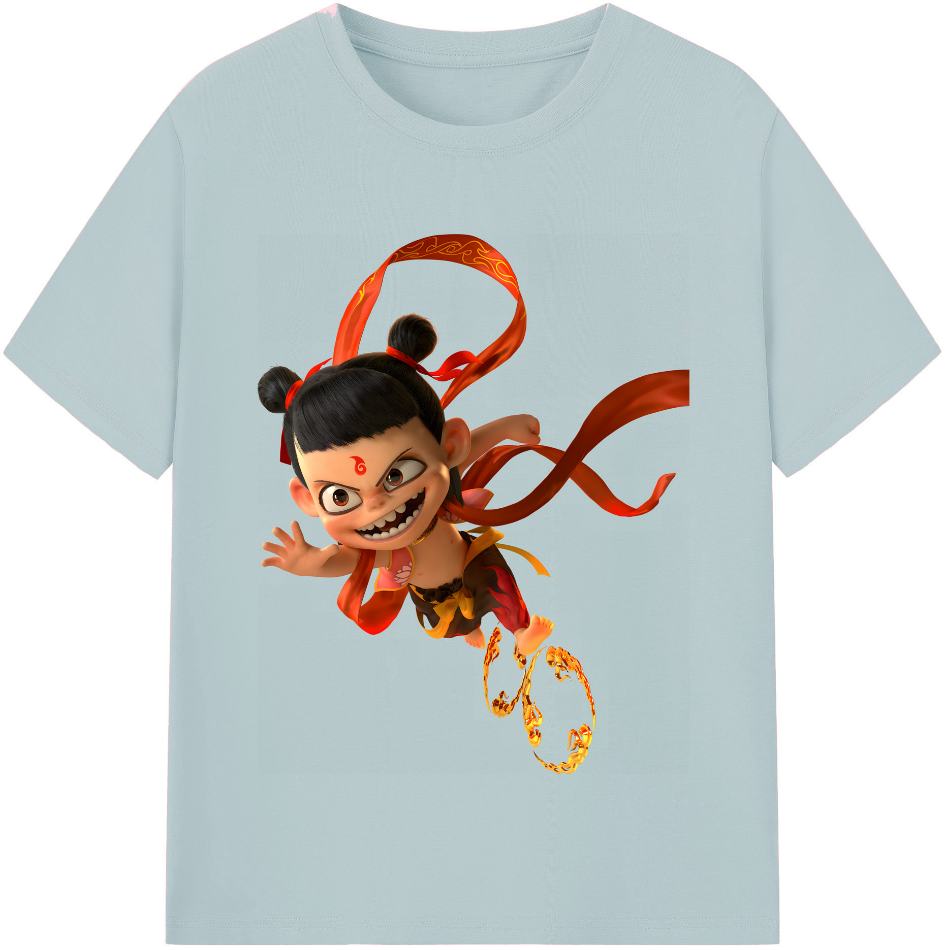 （画像用） Ne Zha 2 ナタ 魔童の大暴れ 綿100％半袖Tシャツ（フロントプリント）